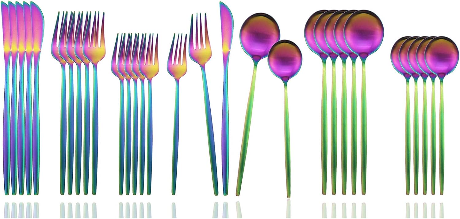 JASHII Flatware Silverware Set for 6 - 30-Piece Kitchen Utensils