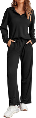 Ekouaer Womens 2 Piece Waffle Knit Lounge Set - Cozy Everyday Sweat