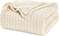 Waffle Weave Cotton Blanket Queen Size 90x90 in Undyed - All-Season