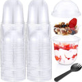 12 oz Clear Plastic Parfait Cups with Dome Lids - 150 Pack