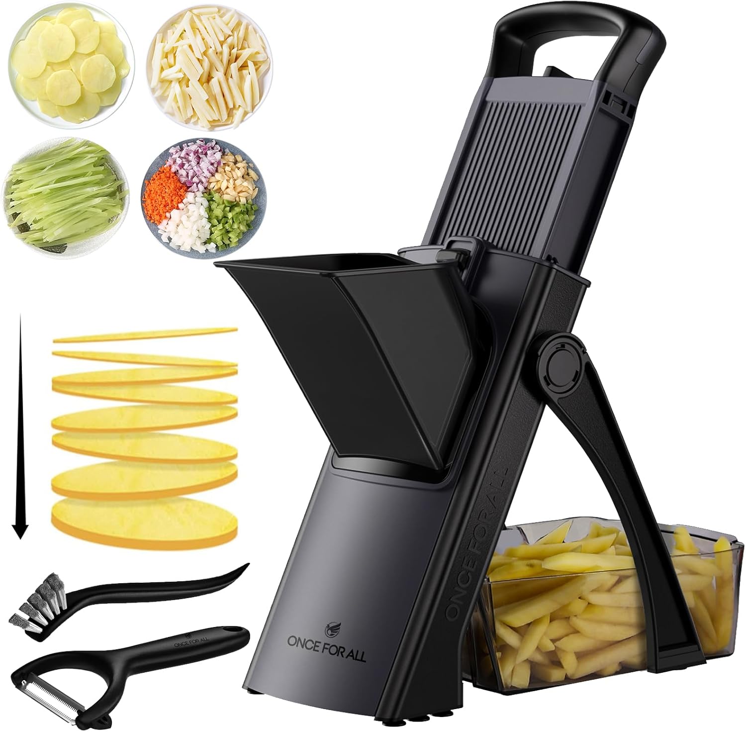 ONCE FOR ALL Safe Mandoline Slicer - Adjustable Vegetable Chopper