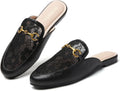 Minorsu Women's Black Animal Print Buckle Mules (Style TCFD)