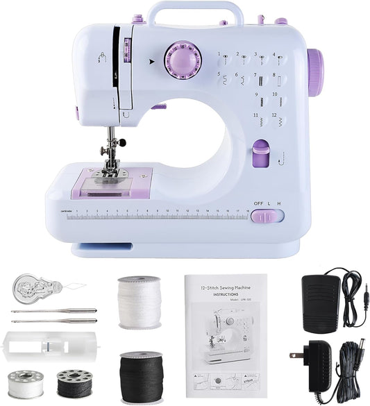 Portable Mini Sewing Machine - 12 Stitch Patterns, Easy for Kids & Beginners