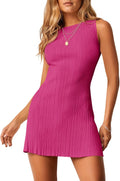 Wenrine Womens Backless Mini Dress Tie Back - Slim Knit Summer