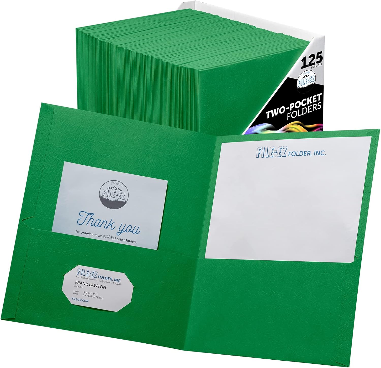 FILE-EZ Two-Pocket Folders for Business, School, and Home Use