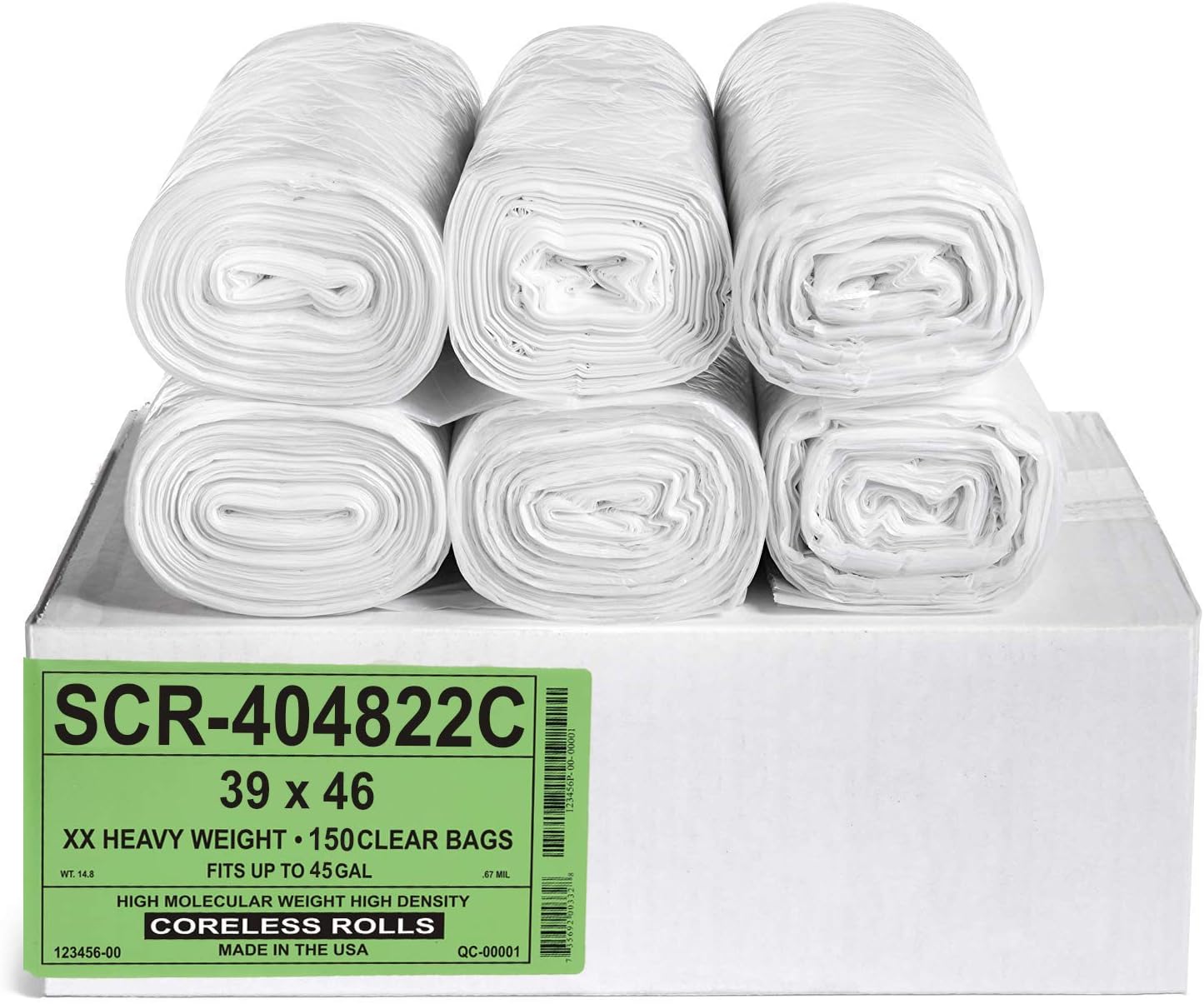 Premium 45 Gallon Clear Trash Bags - Tough, Affordable, USA Made