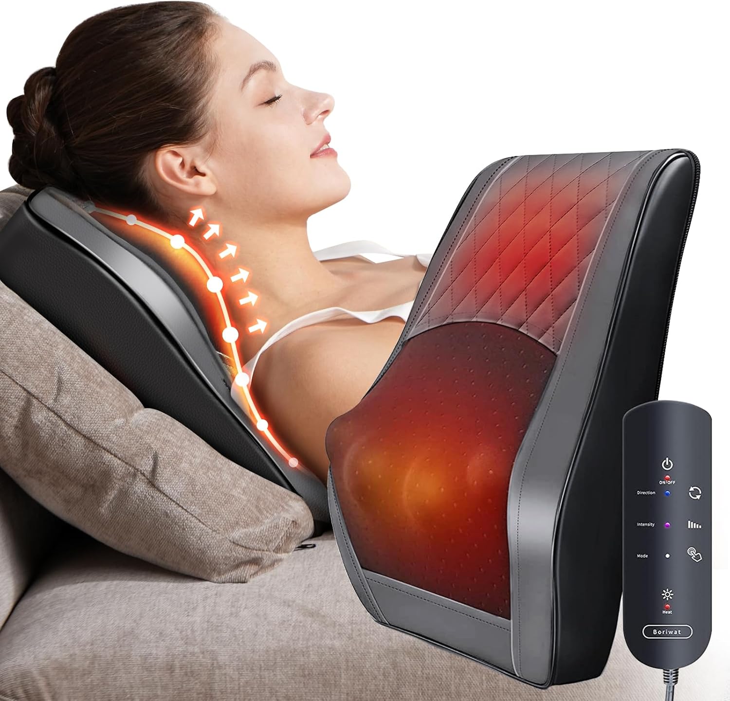 Boriwat Back and Neck Massager with Heat for Pain Relief