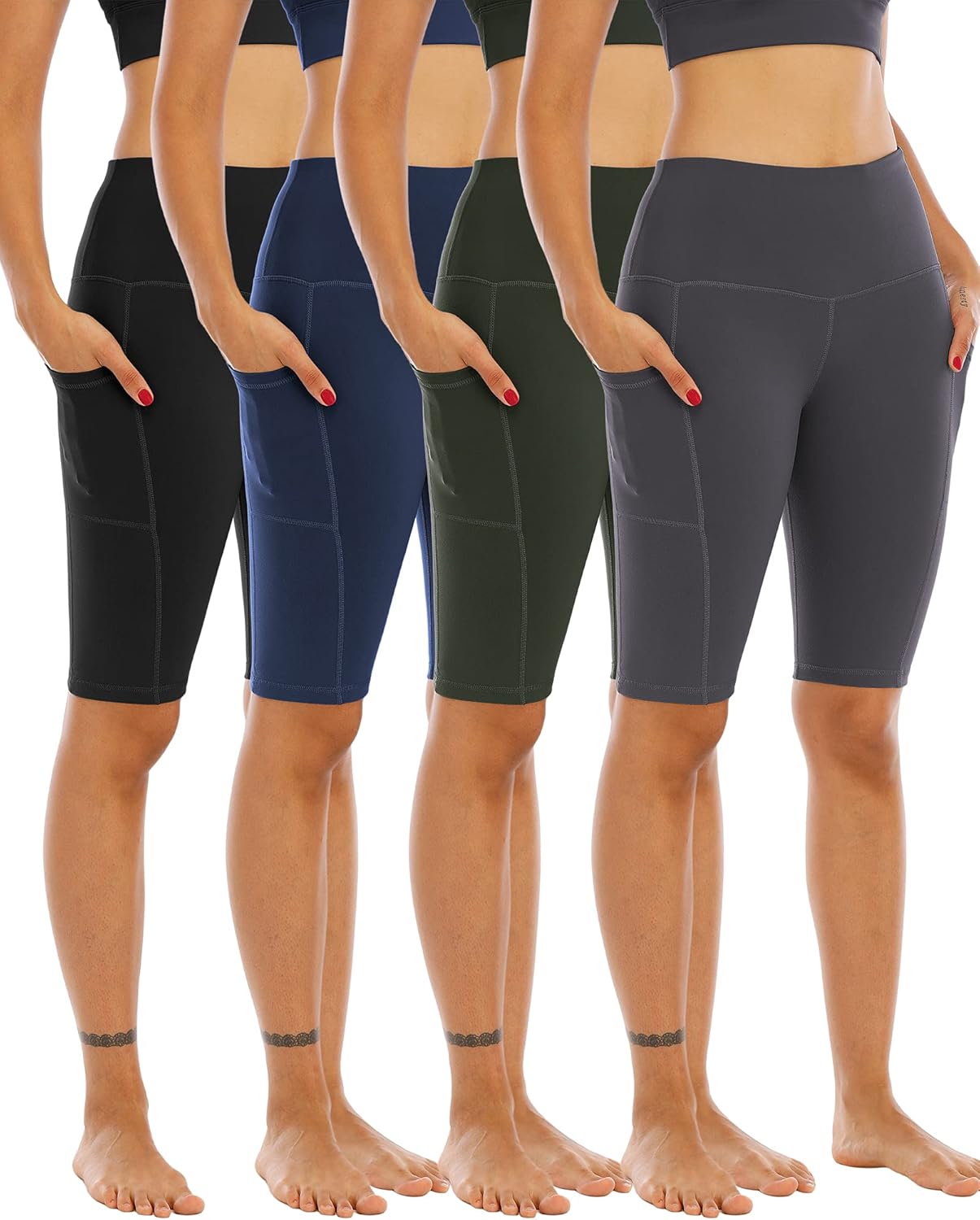 Biker Yoga Shorts with Pockets for Women - High Waisted Comfort