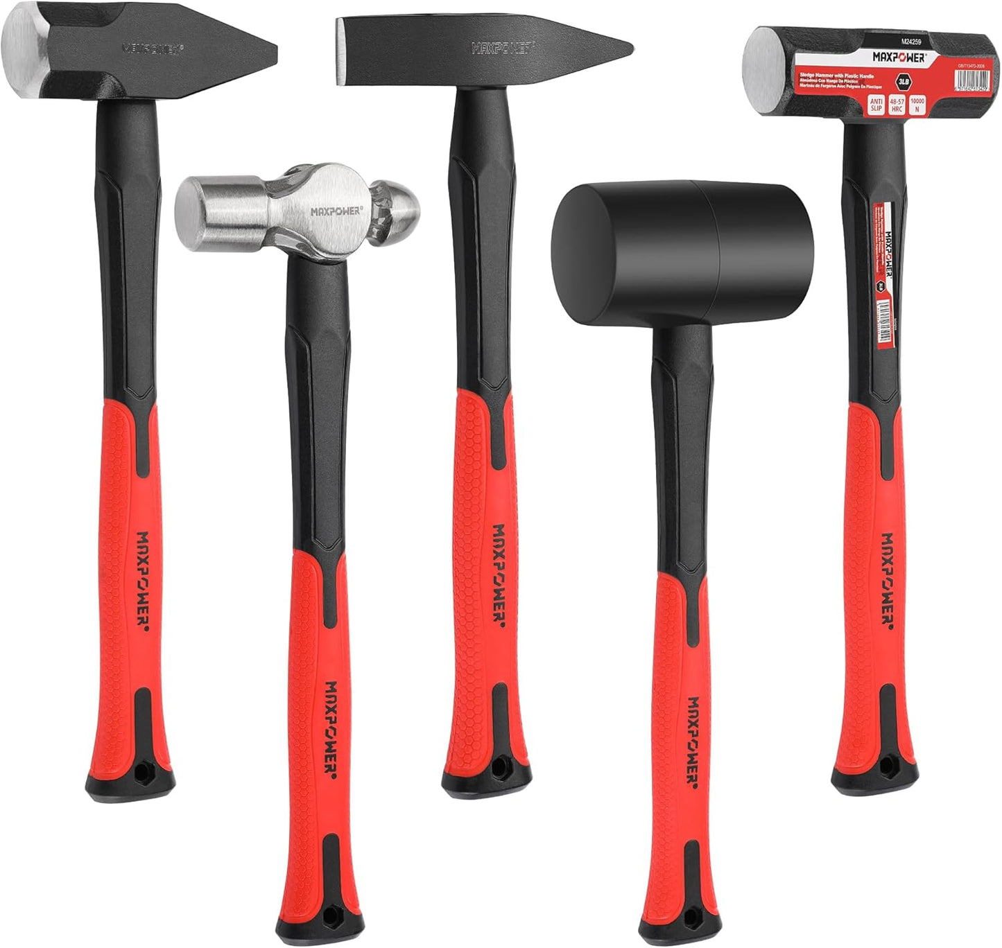 MAXPOWER 5-Piece Hammer Set for Demolition and DIY Tasks
