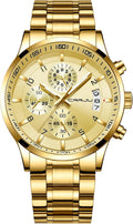 CRRJU Men's Stylish Waterproof Chronograph Watch with Stainless Steel
