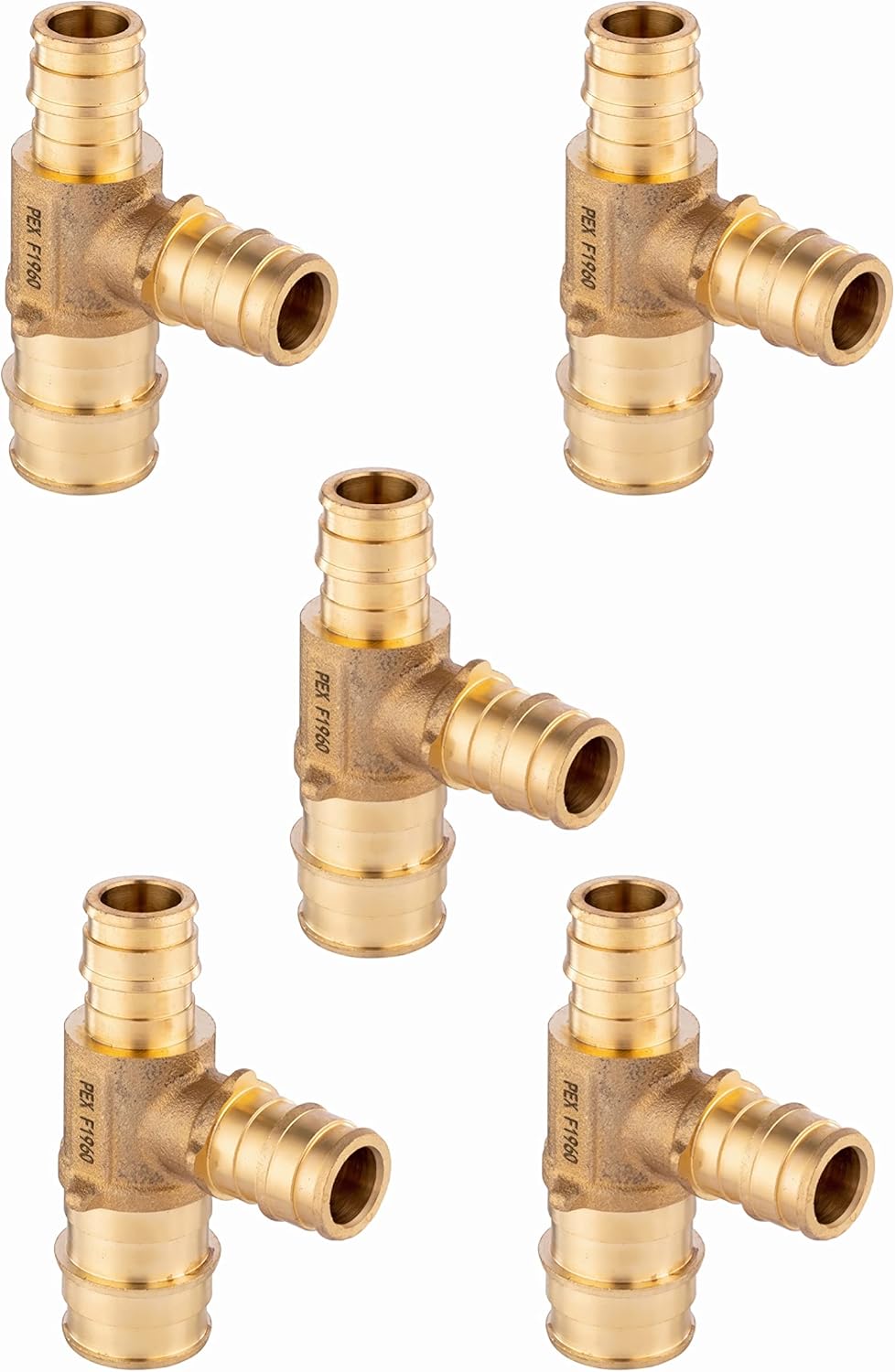 Pack of 5 EFIELD Pex A Expansion Full-Flow Brass Fittings