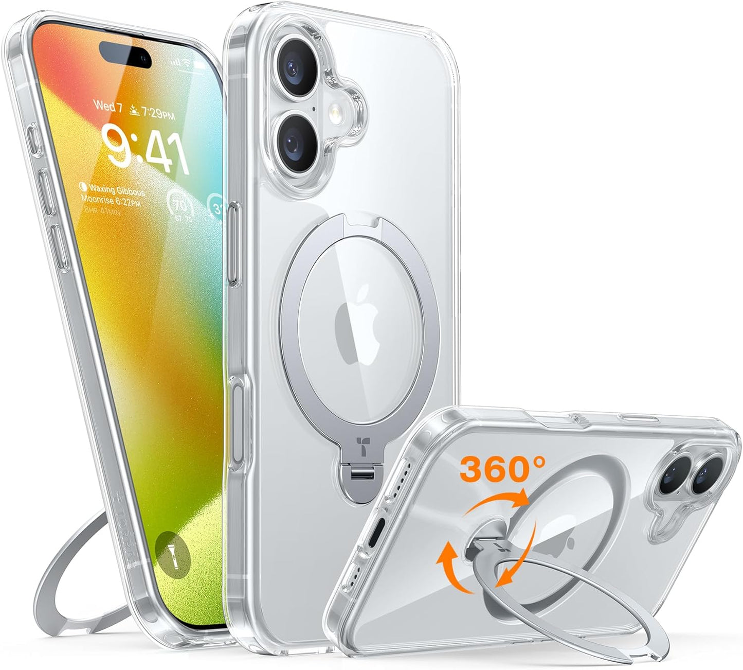 TORRAS 360 Spin Stand for iPhone 16 Plus Case with Kickstand