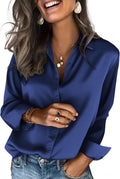 Zeagoo Satin Blouses for Women Silk Button Down Shirts - Elegant