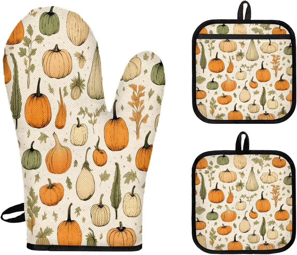 Colorful Pumpkins Heat Resistant Oven Mitts