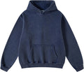 Mens Oversized Plush Cotton Hoodies Pullover Acid Wash - Baggy