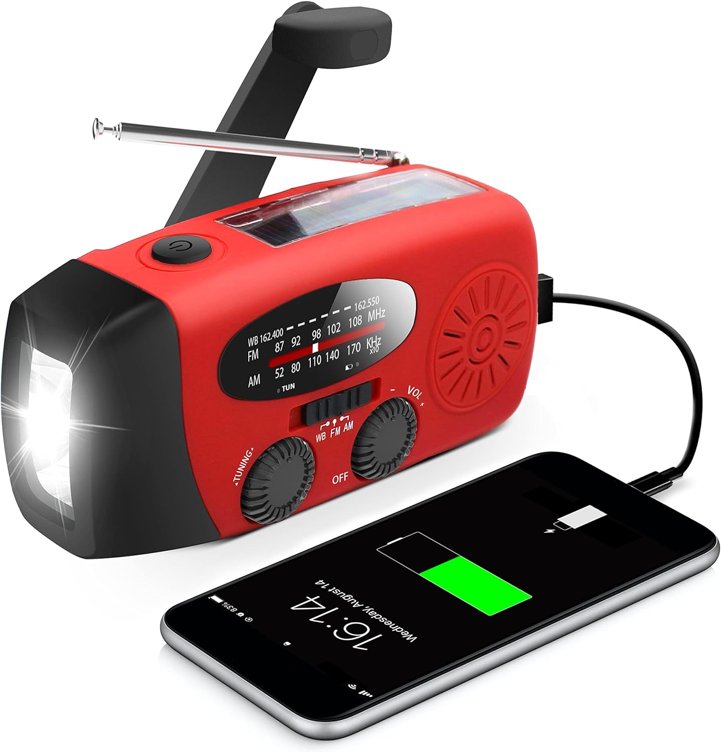 RunningSnail Emergency Radio: Crank, Light, Charge