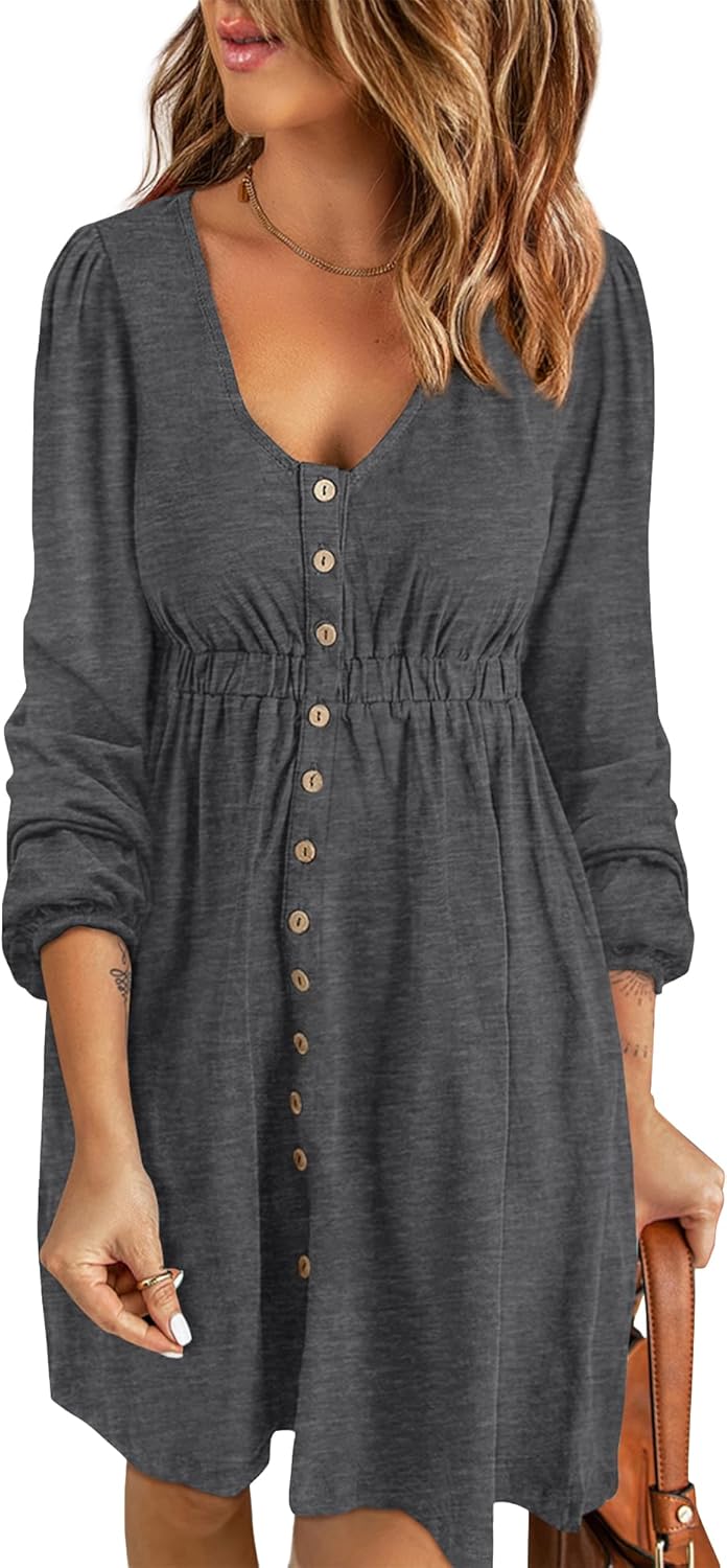 BTFBM Casual Fall Dresses for Women with Long Sleeves and Pockets