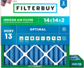 Filterbuy 14x14x2 Air Filter MERV 13 for Smoke & Allergy Defense