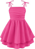 Girls Summer Spaghetti Strap Tiered Sundress - Flowy Comfort