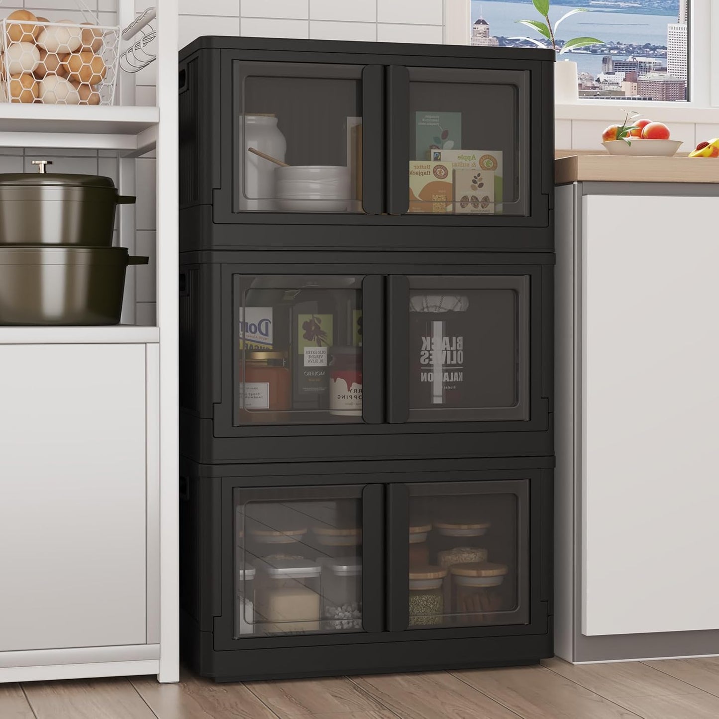 FLEXIMOUNTS 228 QT Stackable Storage Bins With Lids and Wheels