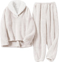 Mens Fluffy Coral Fleece Pajama Set - Plush Warm Loungewear