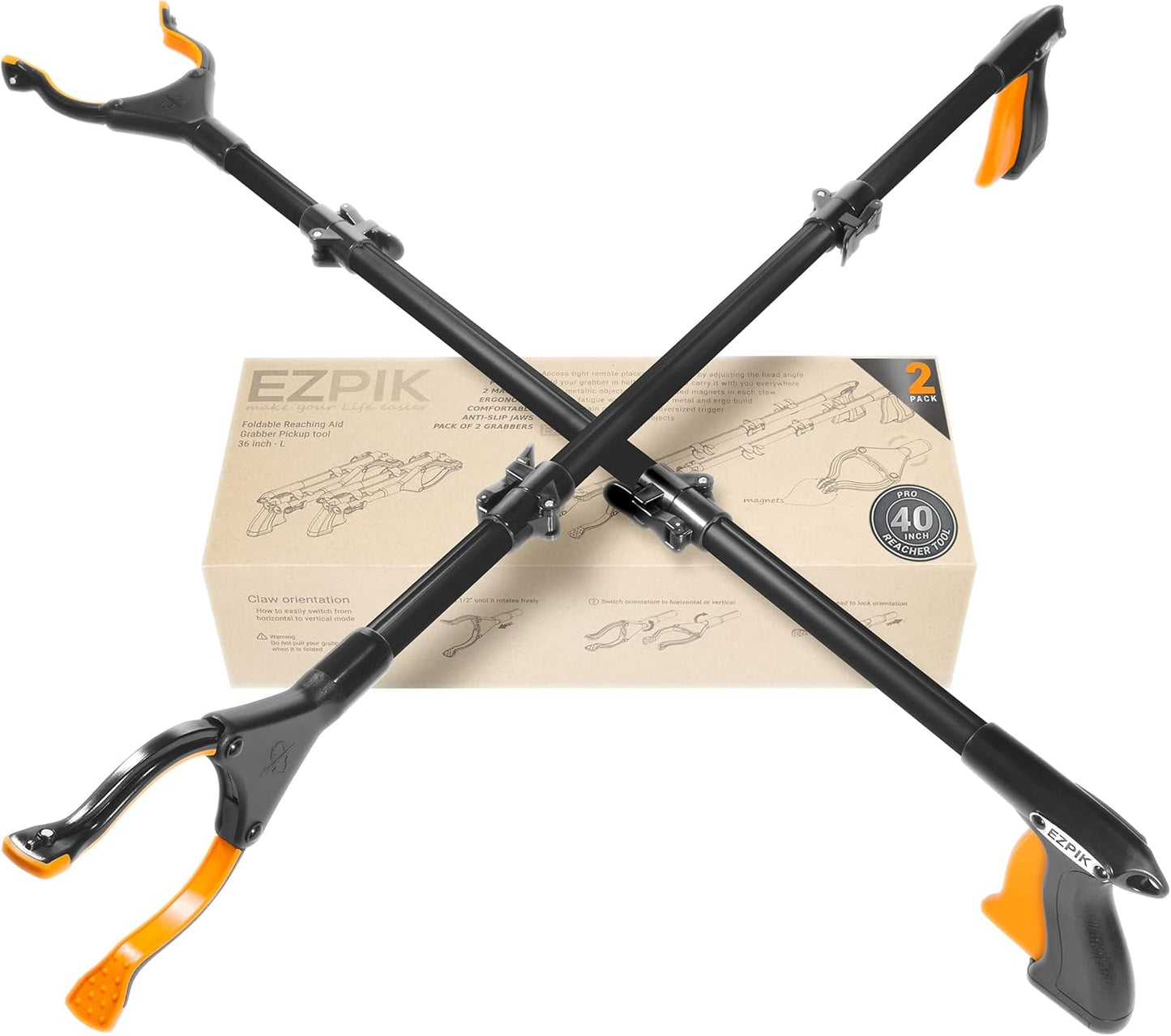 EZPIK 40-Inch Extended Grabber Tool for Seniors and Adults