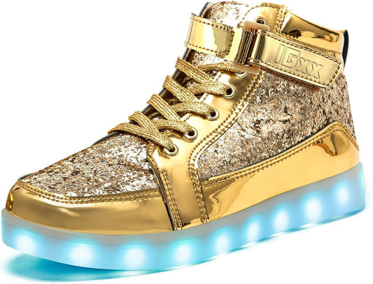 LED Light Up Shoes for Kids High Top Sneakers with USB Charging