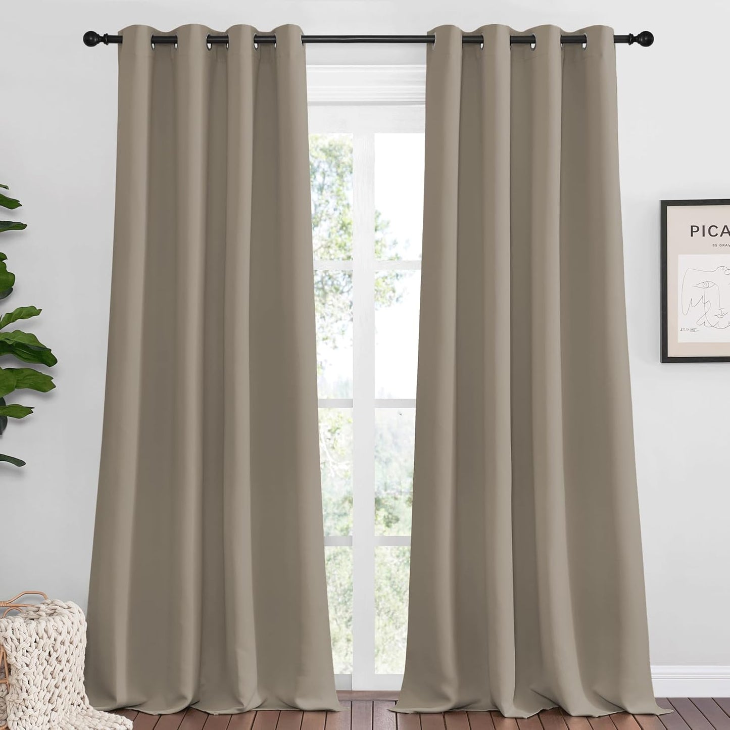 NICETOWN Taupe Blackout Curtains for Bedroom, Elegant Design