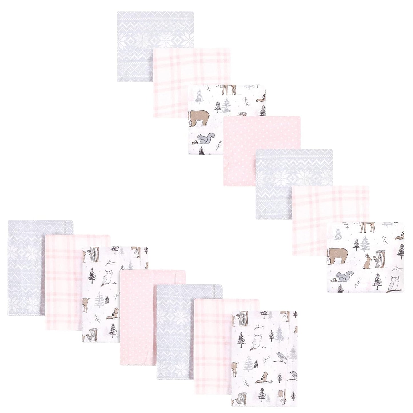 Hudson Baby Unisex Cotton Flannel Burp Cloths & Blankets Set