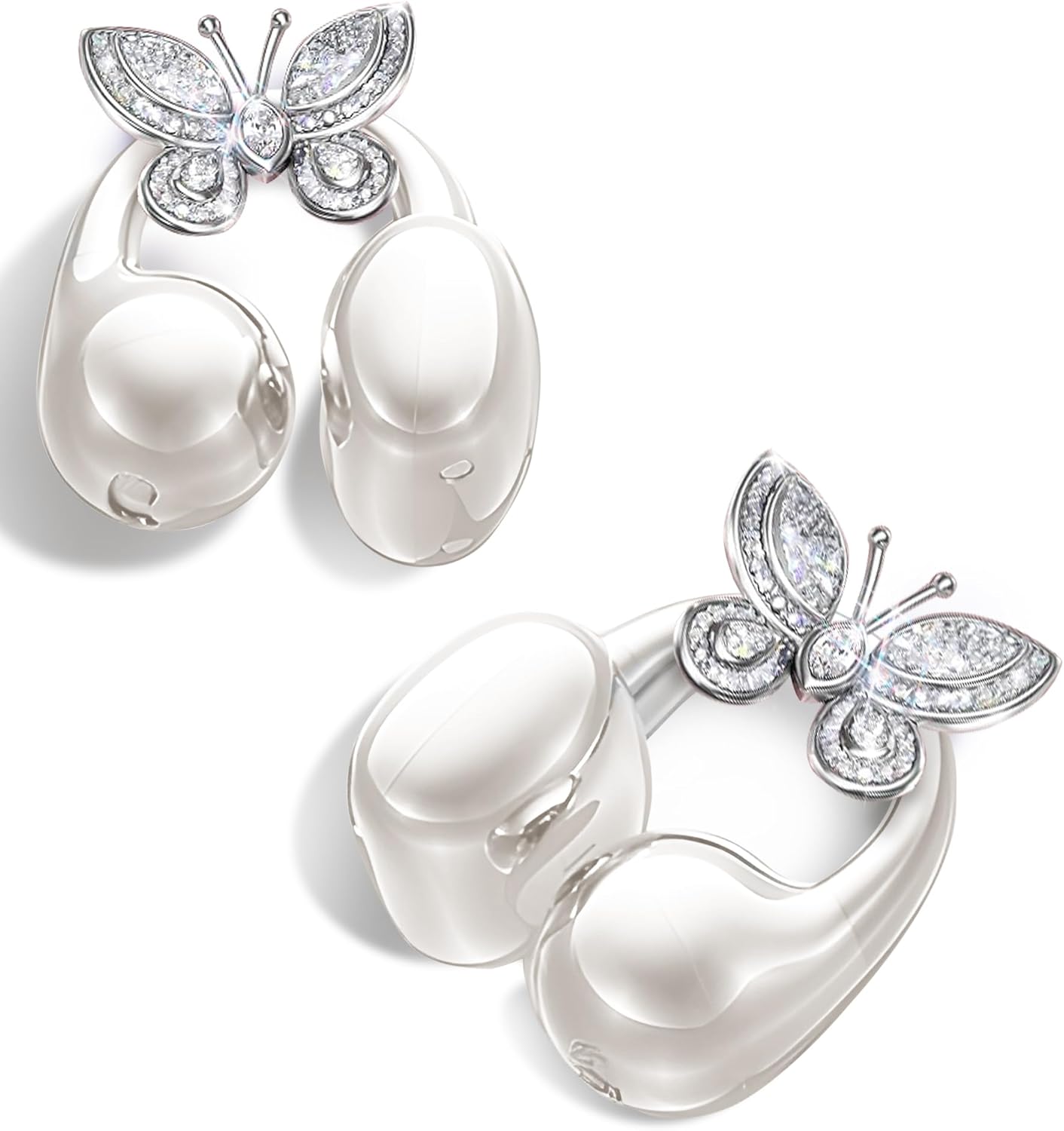 King Lucky Clip-on Earbuds with Butterfly Earrings for Women