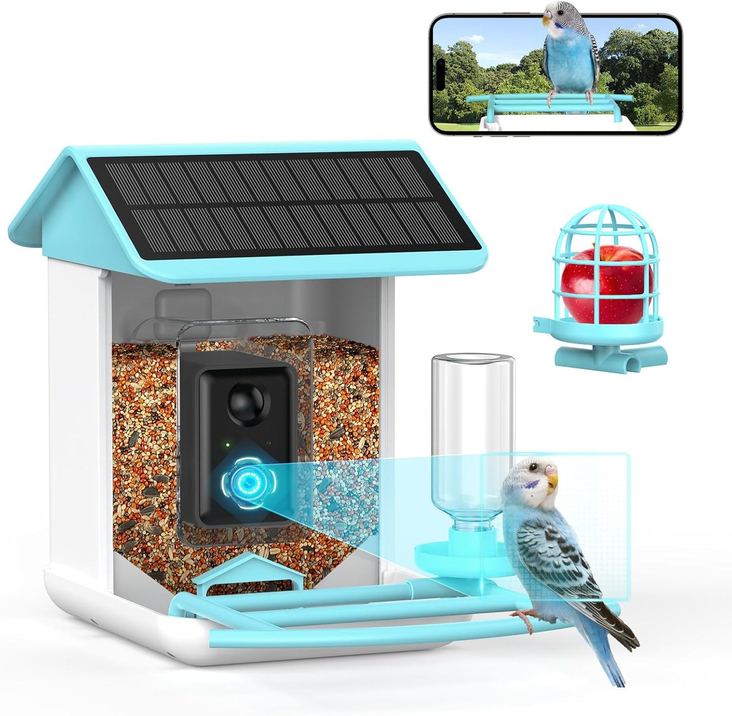 AI Bird Feeder Cam | Free AI, 1080P HD, Solar Panel, App Notify | BROAIMX