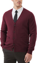 Men's Wool Blend V Neck Cardigan Sweater - Button Down with Pockets