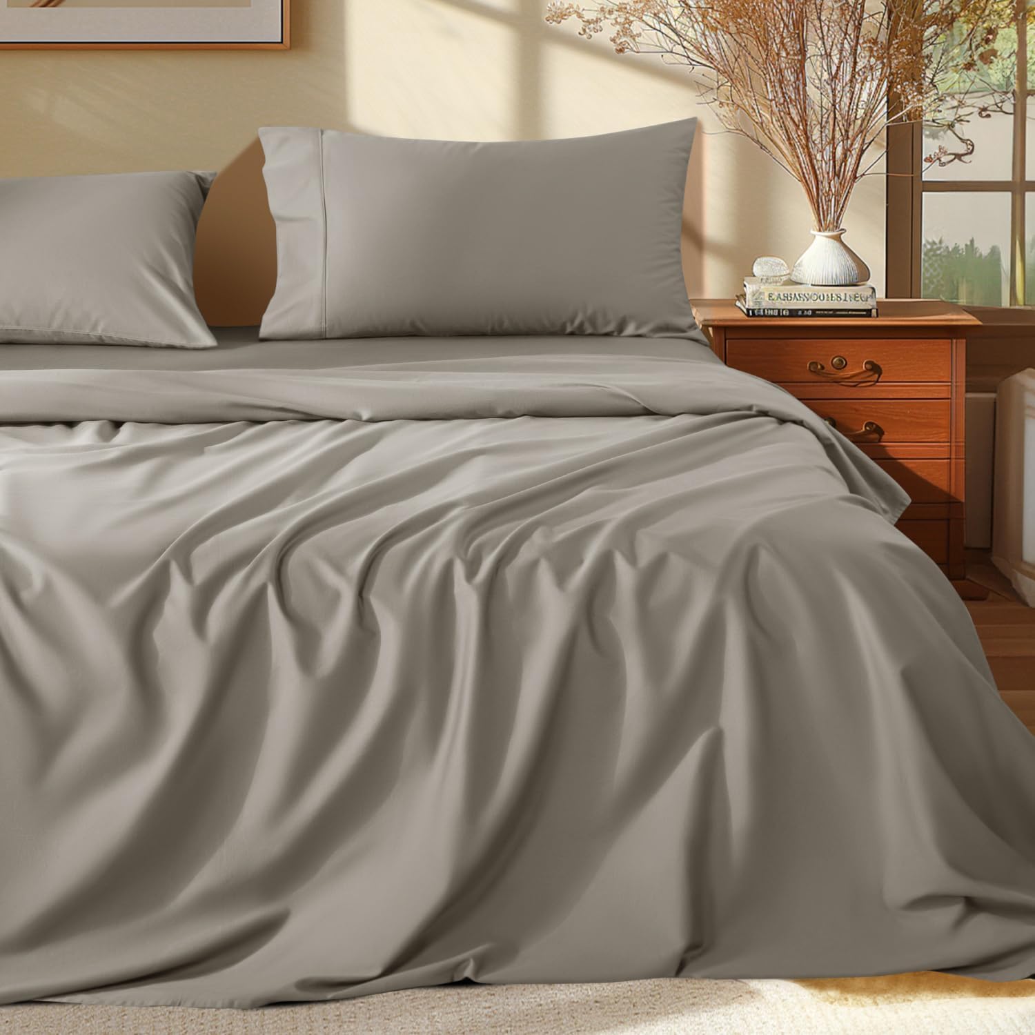 Luxury 100% Egyptian Cotton King Size Sheets Set for Comfort