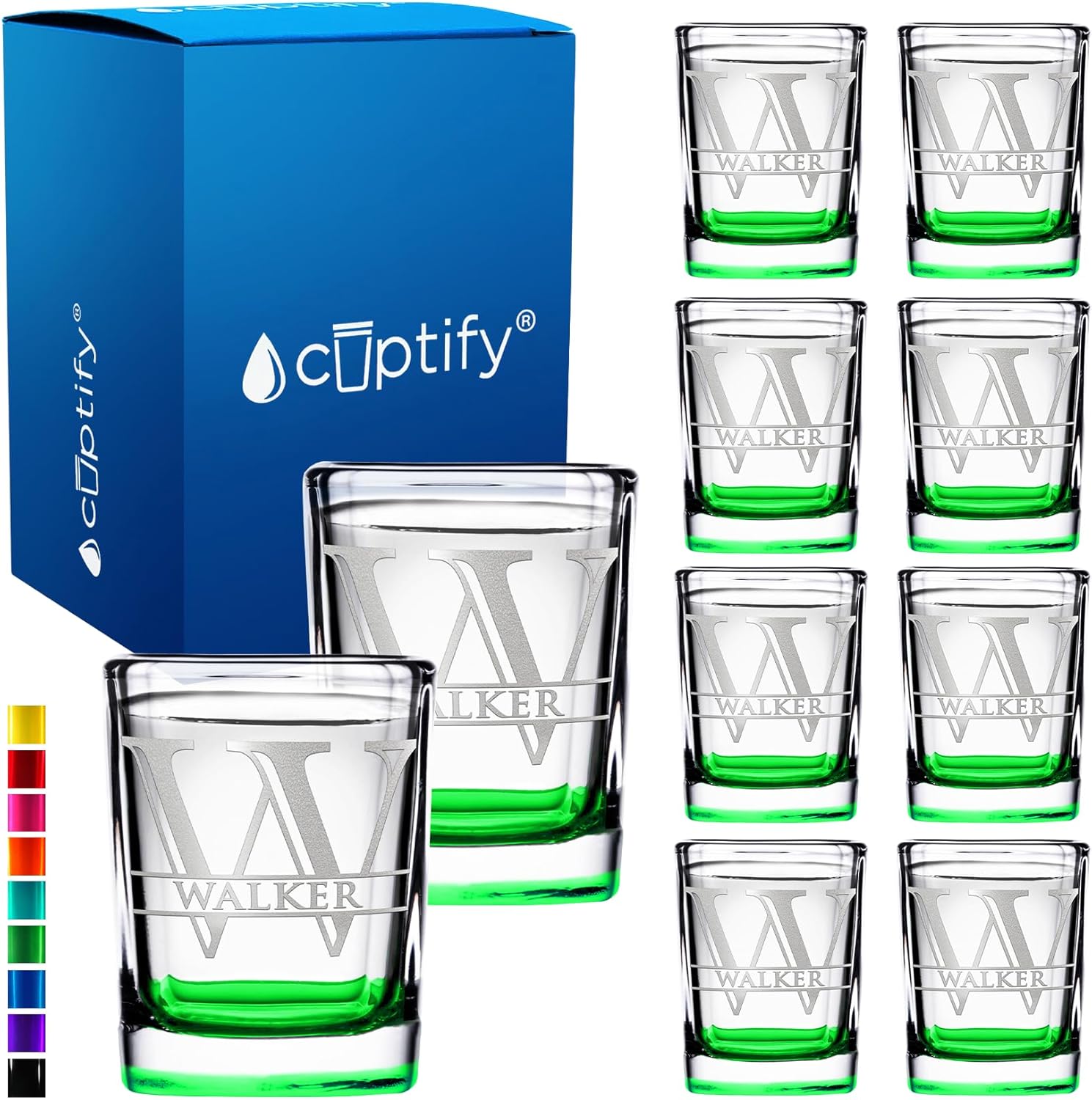 Personalized Glasses Set of 10 with Custom Engraving for Gifts