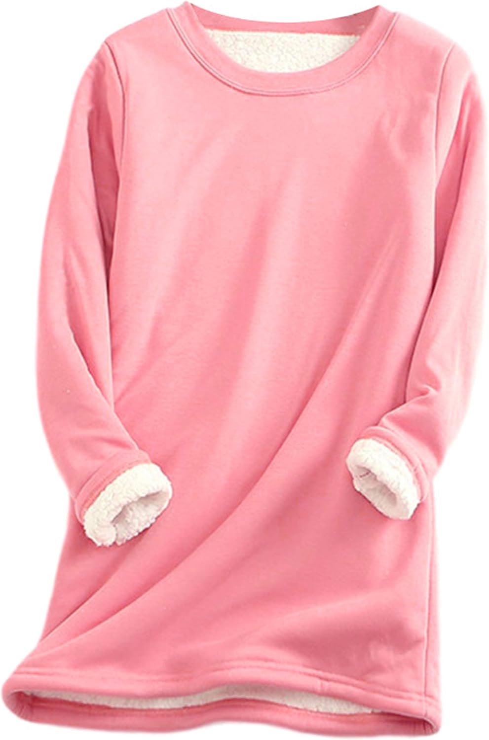 Yeokou Women Warm Sherpa Lined Fleece Crewneck Sweatshirt