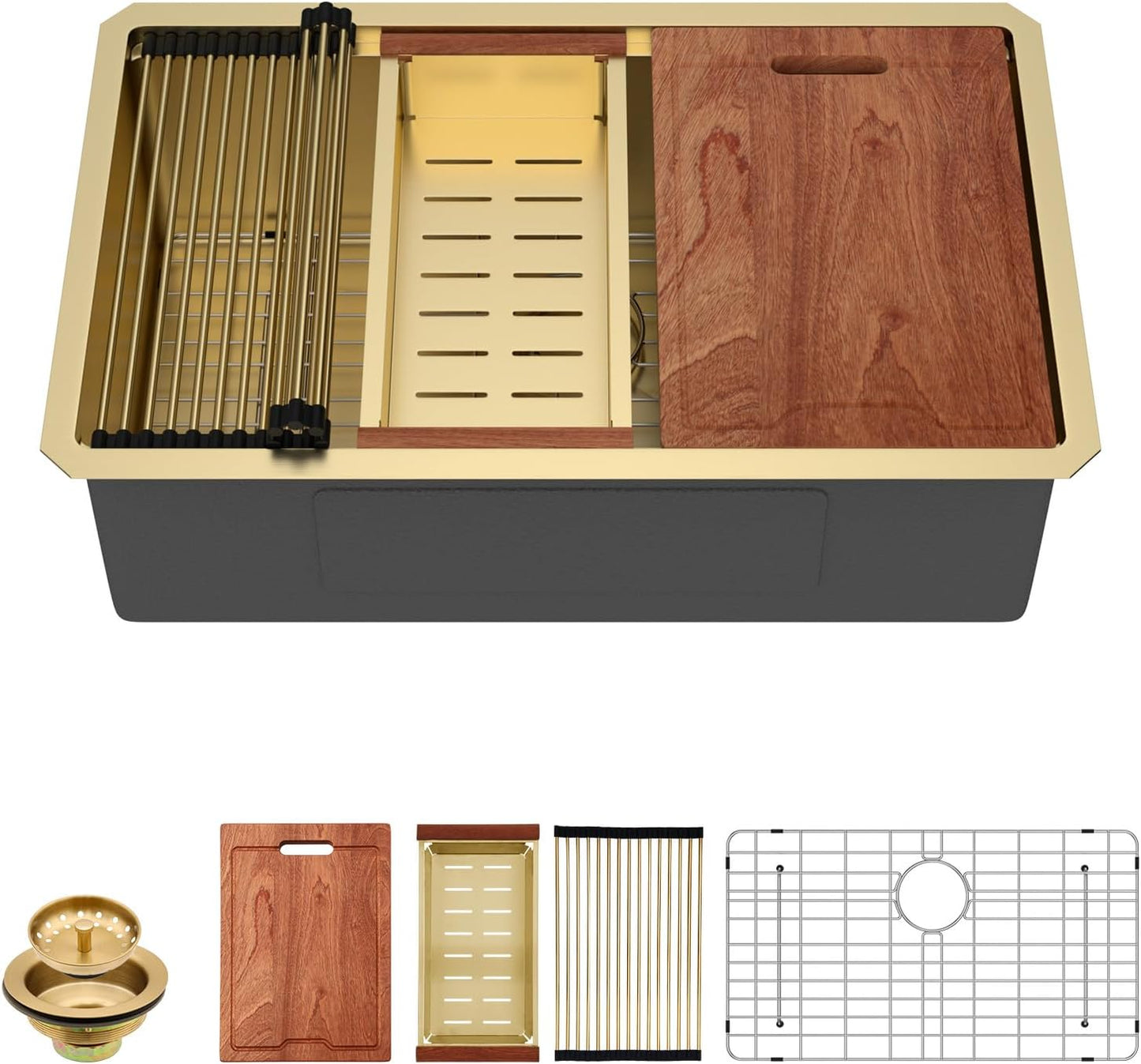 28 Undermount Kitchen Sink Gold Stainless Steel by Lordear