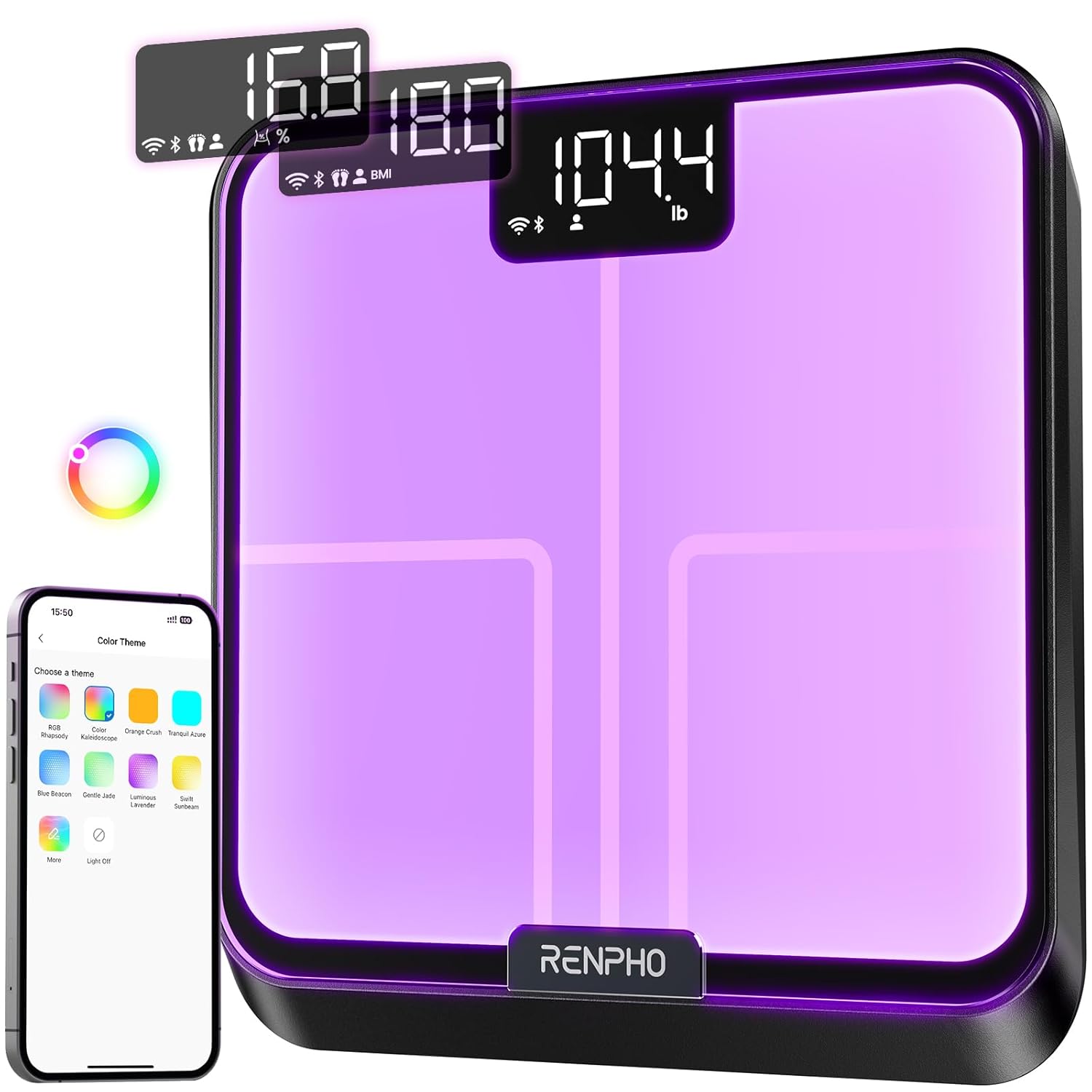 RENPHO Smart Scale with RGB Lighting for Body Composition Tracking