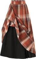 Plaid Maxi Skirt for Women High Waist Two-Way Wearing - With Pockets