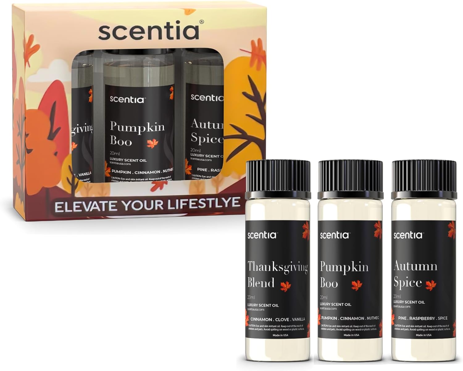 Scentia Fall Essential Oils for Diffuser - Cozy Autumn Scents