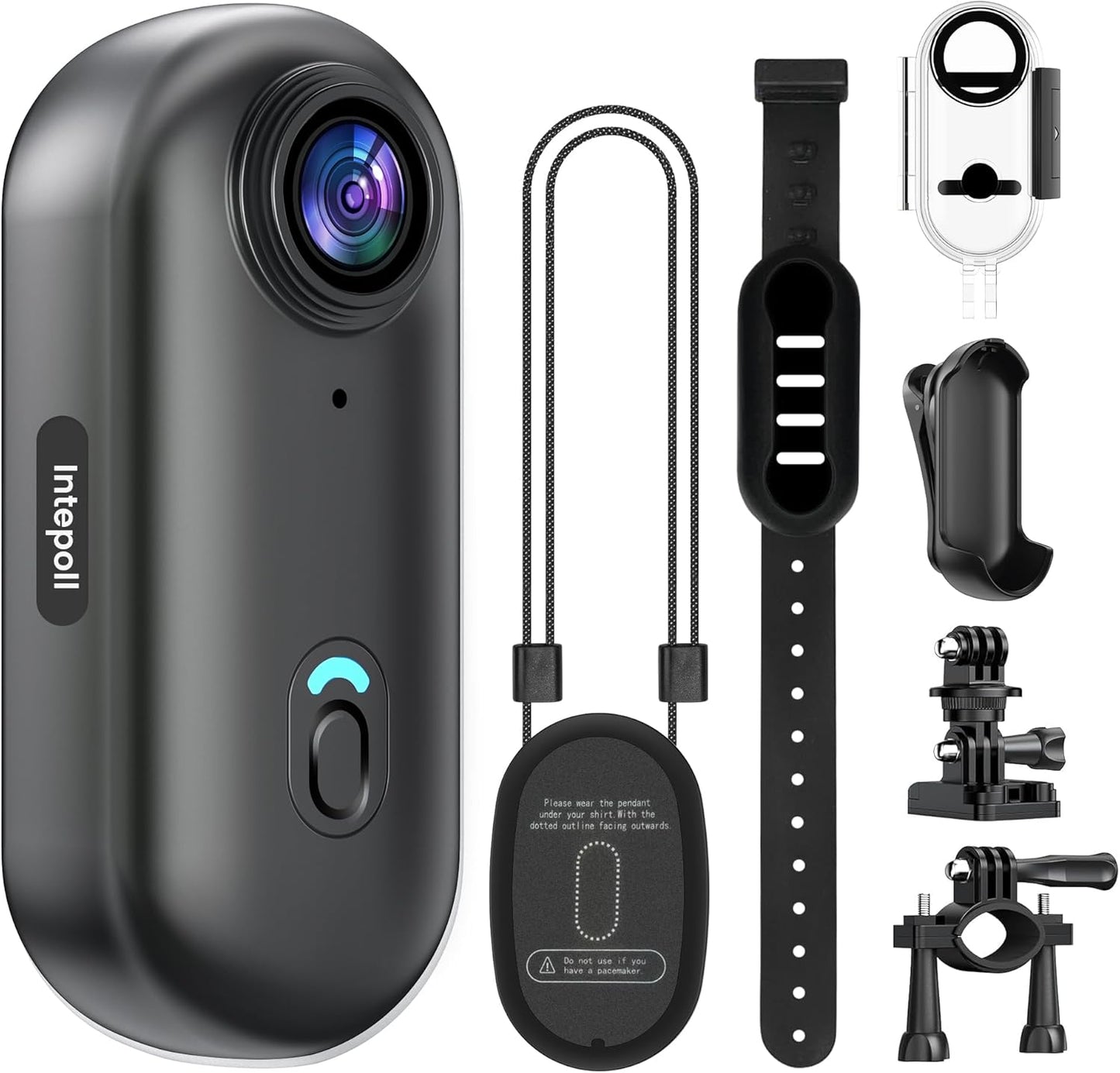 Intepoll 4K Mini Action Cam - Waterproof, Wearable, Wireless