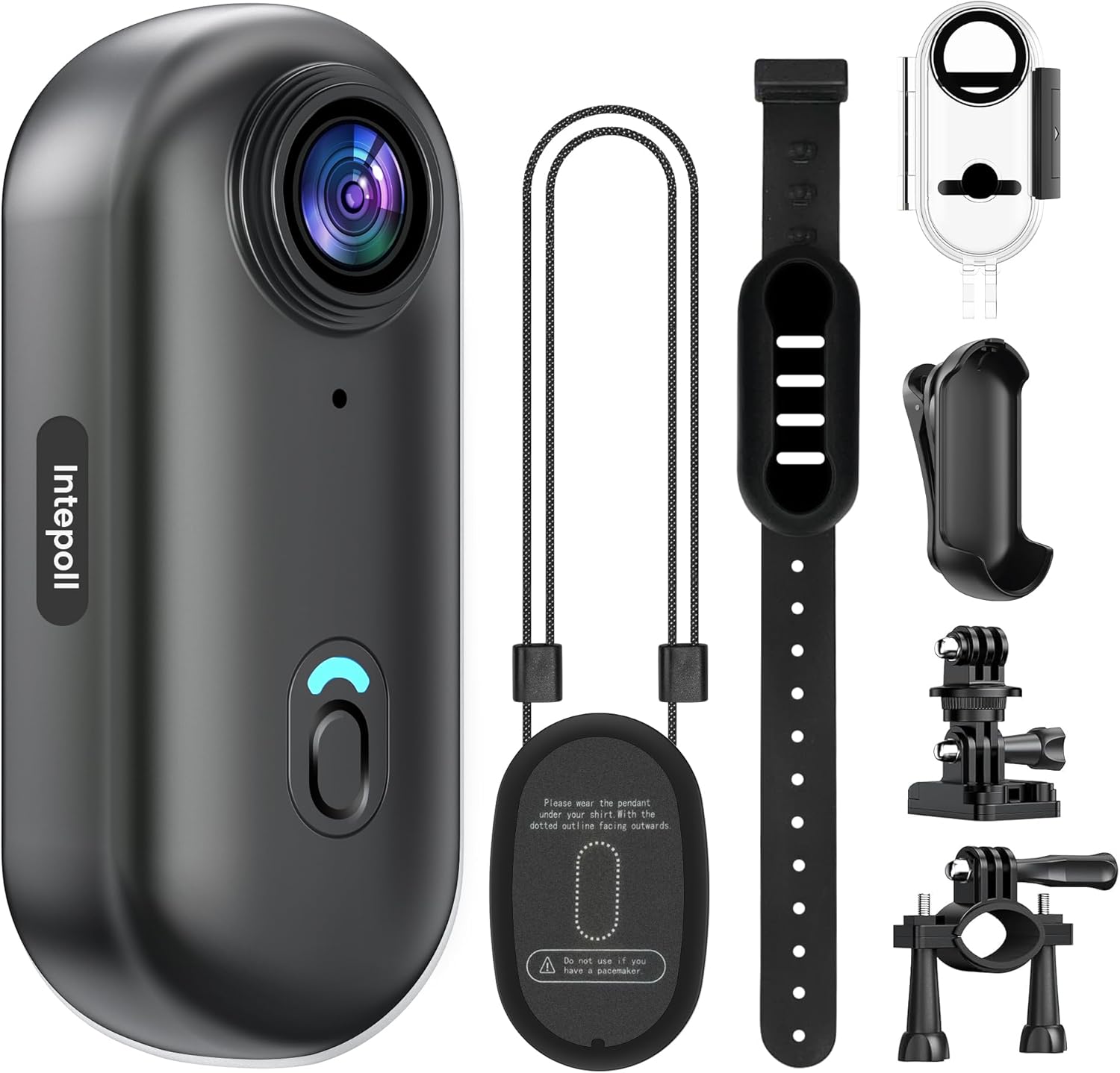 Intepoll 4K Mini Action Cam - Waterproof, Wearable, Wireless