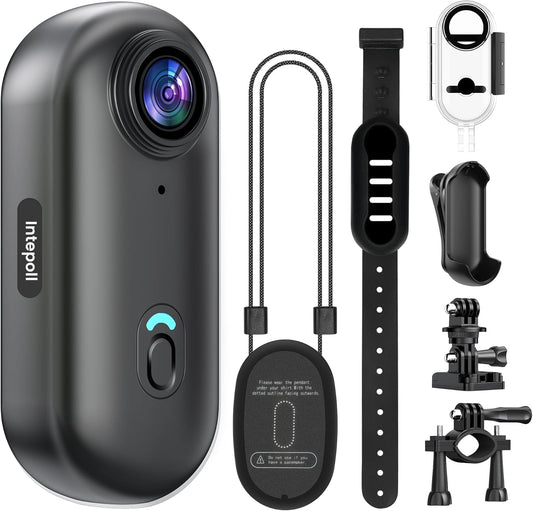 Intepoll 4K Mini Action Cam - Waterproof, Wearable, Wireless