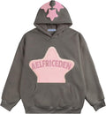 Womens Pink Star Graphic Hoodie - Oversized Unisex Pullover