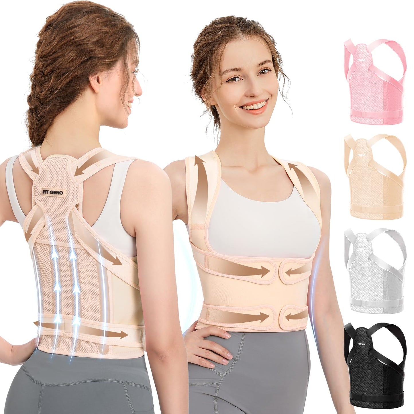 Fit Geno Back Brace Posture Corrector for Pain Relief & Support