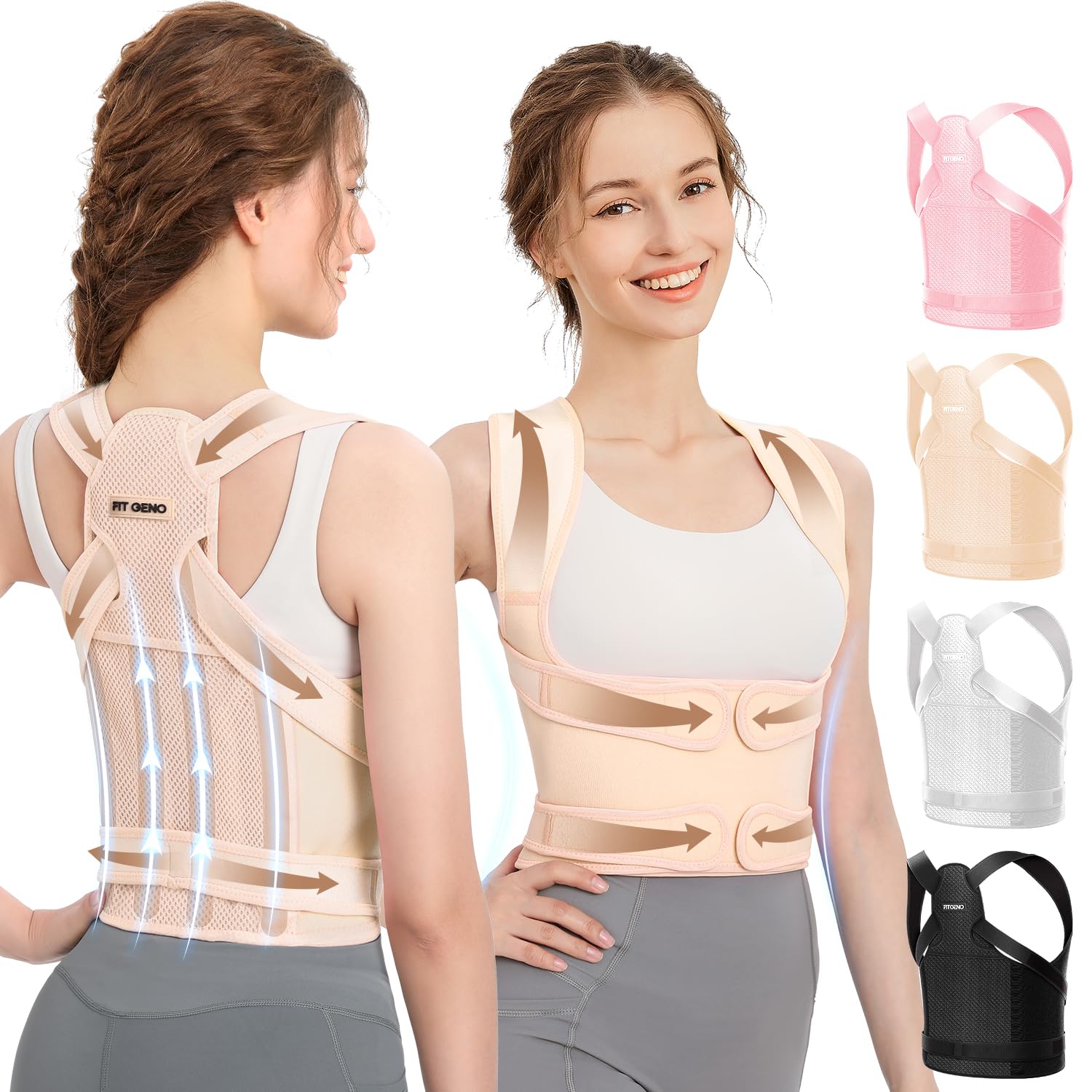 Fit Geno Back Brace Posture Corrector for Pain Relief & Support