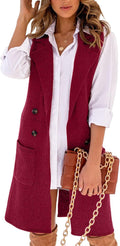 IDEALSANXUN Womens Long Sweater Vest Knee Length Sleeveless Cardigan