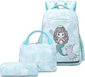 Kids Mermaid Backpack 3-in-1 Set for Girls - Lightweight School Bag