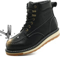 Moc Toe Work Boots for Men Steel Toe Waterproof - Full Grain Leather