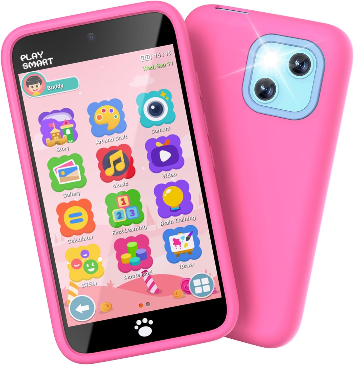 MOMILLA Kids Smart Phone with Dual Camera and 200+ Games