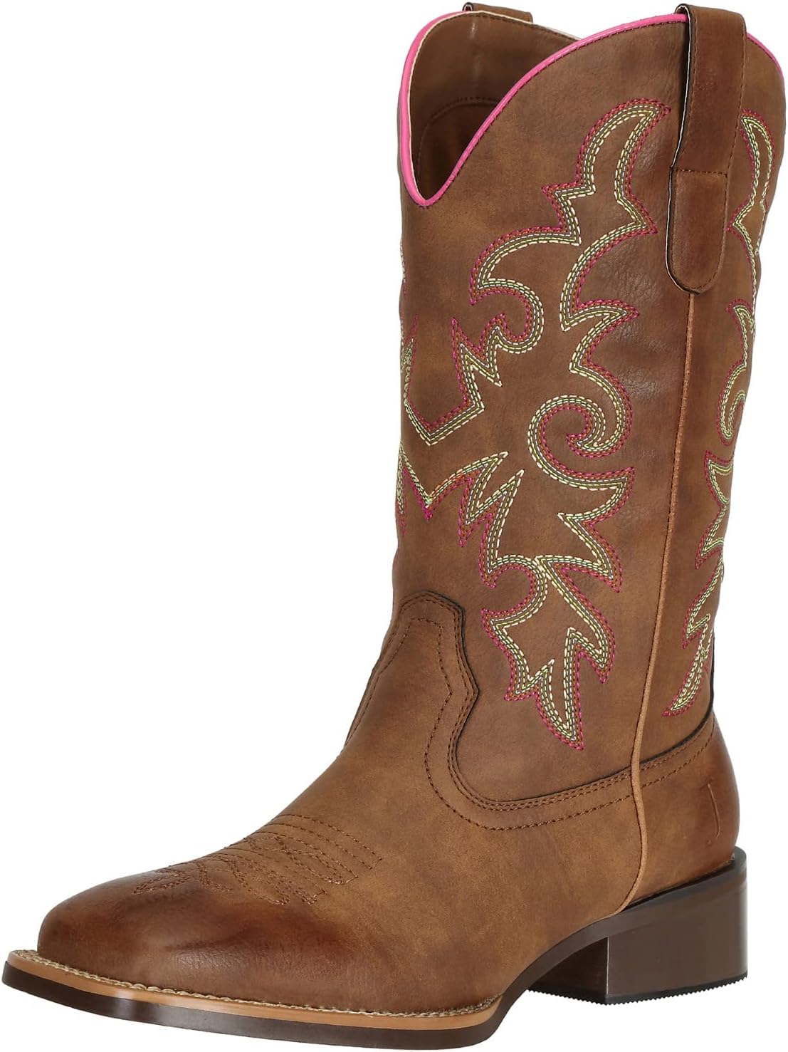 Fashion Cowboy Boots for Women Square Toe Wide Mid Calf Style